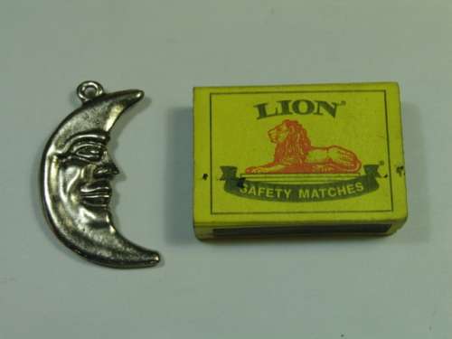 Large chromed Pendant  - half Moon