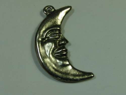 Large chromed Pendant  - half Moon