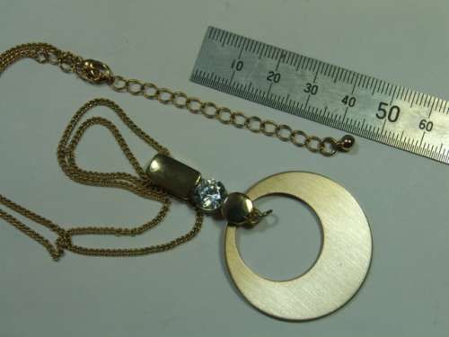 Vintage gold tone Necklace with large Pendant and clear stone