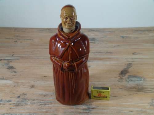 Vintage glazed ceramic Scotch whisky Decanter, "Abbots choice", in the shape of a Monk