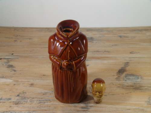 Vintage glazed ceramic Scotch whisky Decanter, "Abbots choice", in the shape of a Monk