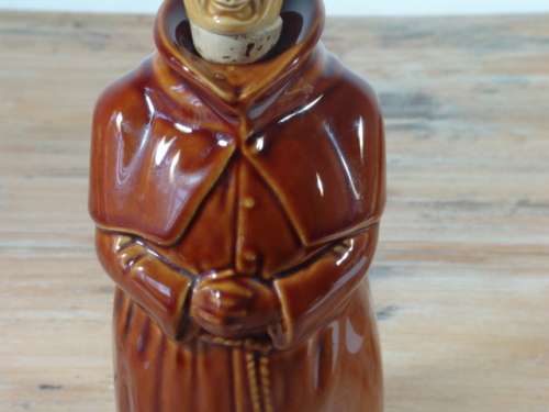 Vintage glazed ceramic Scotch whisky Decanter, "Abbots choice", in the shape of a Monk