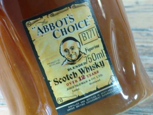 Vintage glazed ceramic Scotch whisky Decanter, "Abbots choice", in the shape of a Monk