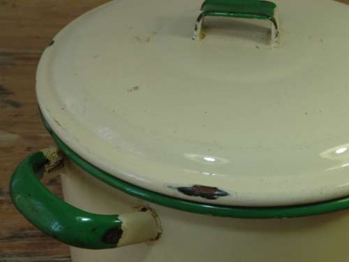 Large Enamel Pot with Lid, 25cm diameter x 17cm deep