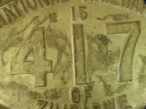 Original National Railways of Zimbabwe solid cast Brass Locomotive Plaque, No.417, very heavy 20Kg
