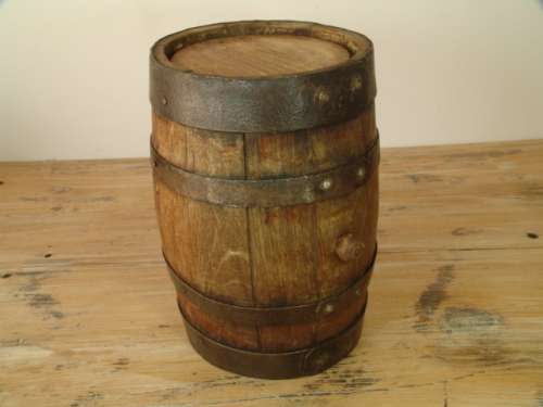 Wooden Barrel with metal straps, Vintage