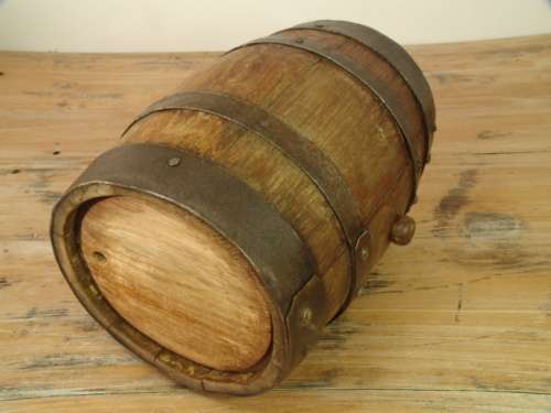 Wooden Barrel with metal straps, Vintage