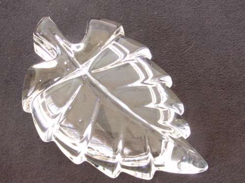Vintage Crystal leaf chaped Dish, trinket dish, 11cm