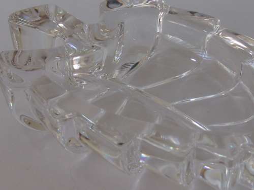 Vintage Crystal leaf chaped Dish, trinket dish, 11cm