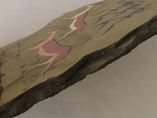 Historical Slate tile painting, wall plaque