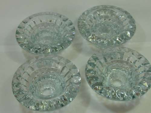 Set ot 4 clear pressed glass candle Holders, vintage, from Indonesia