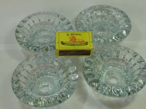 Set ot 4 clear pressed glass candle Holders, vintage, from Indonesia