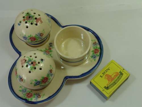 Ceramic Salt, Pepper and Mustard set, vintage