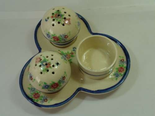 Ceramic Salt, Pepper and Mustard set, vintage