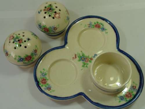 Ceramic Salt, Pepper and Mustard set, vintage