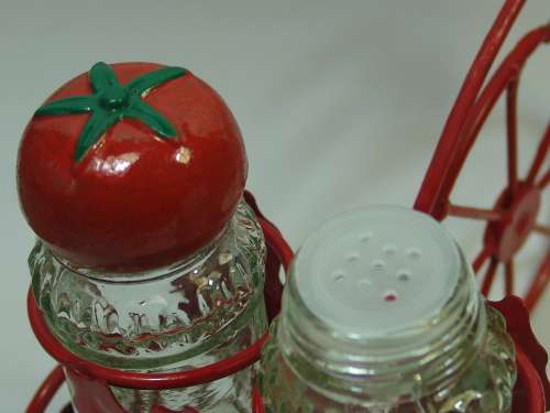 Spice shakers on a Bicycle stand, vintage