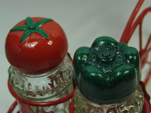 Spice shakers on a Bicycle stand, vintage