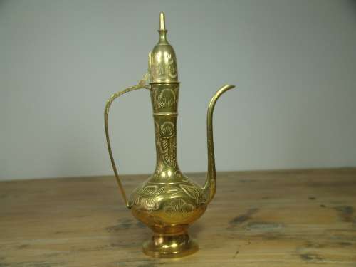 Solid brass vintage Tea Pot, pitcher, 30cm tall