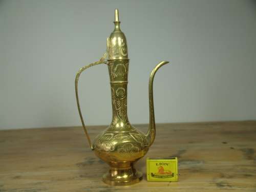 Solid brass vintage Tea Pot, pitcher, 30cm tall