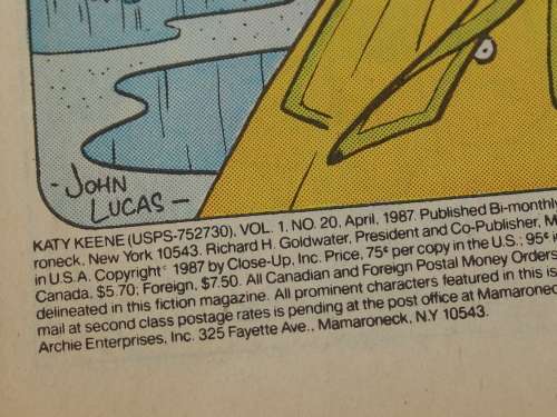 Archie romance series, Katy Keene no. 20 , 1987, vintage collectable comic book