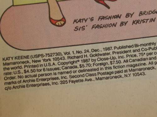 Archie romance series, Katy Keene no. 24 , 1987, many vintage collectable comic books available