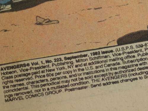 Marvel comics group, Avengers, Vol.1 no. 223, 1982, rare vintage collectable comic book