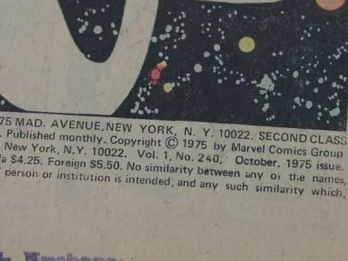 Marvel all colour comics, The Mighty Thor, Vol.1 no. 240, 1975, rare vintage collectable comic book