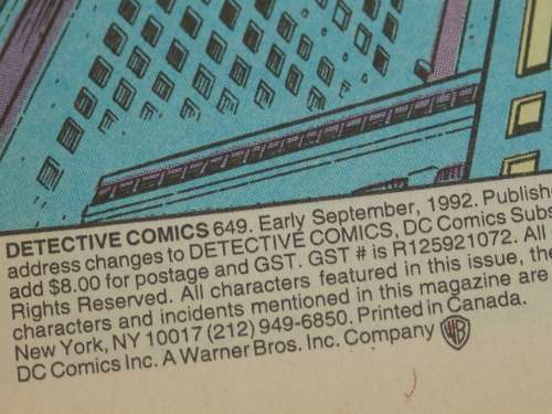 Detective Comics, DC, Batman, No.649, Sep 1992, collectable vintage comic book