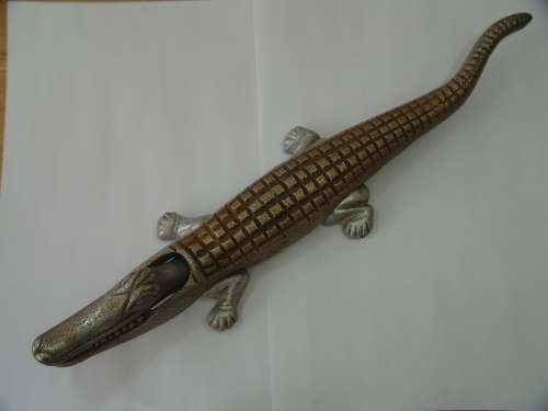 Cast Alluminium Crocodile Nut Cracker, Vintage, large 36cm long