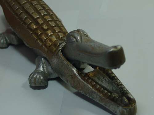Cast Alluminium Crocodile Nut Cracker, Vintage, large 36cm long