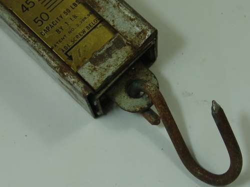 Hanson vintage spring hanging Scale No.3, metal and brass, 50 LBS, no.894, USA, 14cm