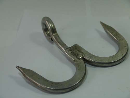 Stainless steel double meat hook, 15cm x 17cm