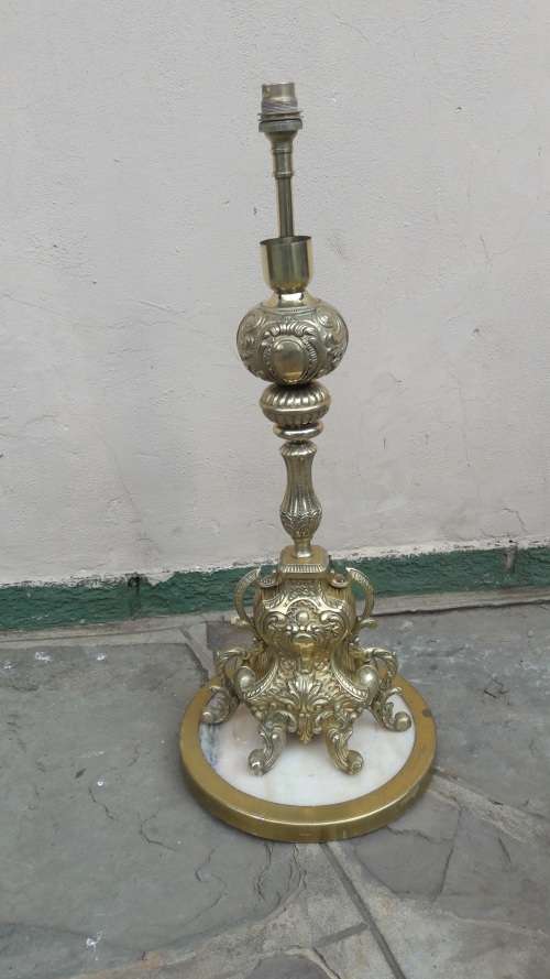 Large vintage solid Brass table lamp on a Marble base, 600cm High