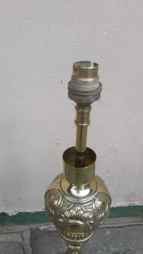 Large vintage solid Brass table lamp on a Marble base, 600cm High