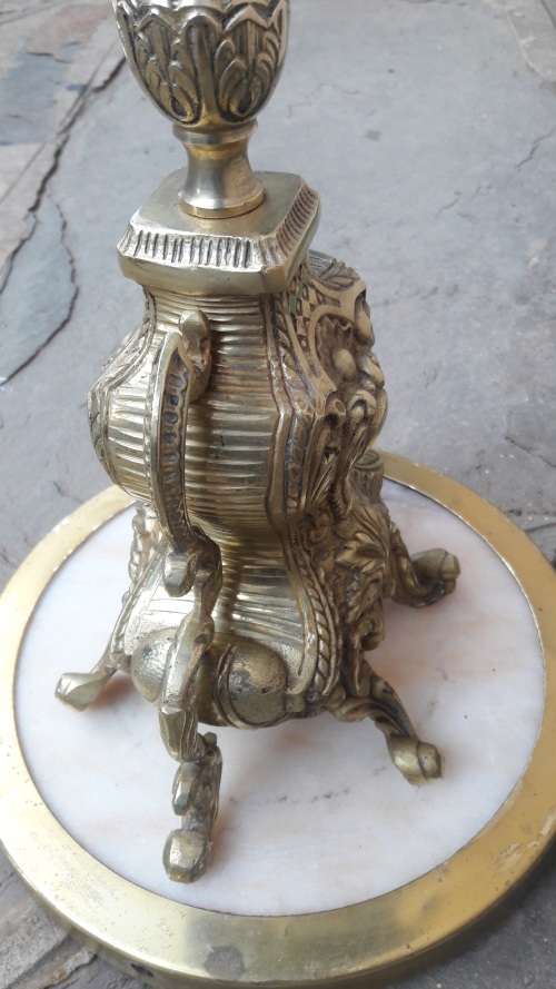 Large vintage solid Brass table lamp on a Marble base, 600cm High