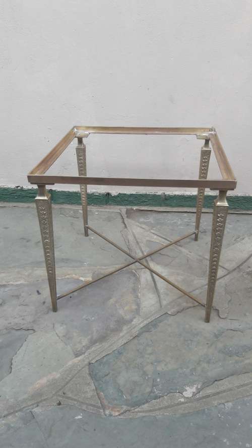 Vintage square solid brass side table - no top