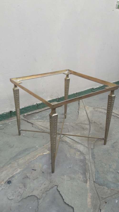 Vintage square solid brass side table - no top