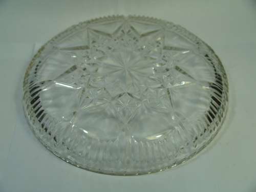 Vintage clear pressed glass serving Dish - 25cm diam