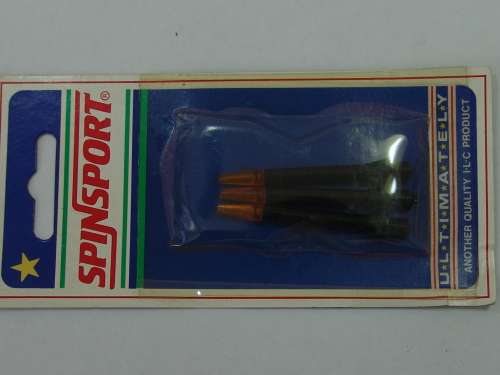 SpinSport Dart Shafts, pack of 3, 1/4 BSF - Black and orange - in original packing, vintage