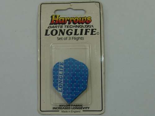 Harrows Longlife Dart Flights, set of 3, Blue - original packing, vintage