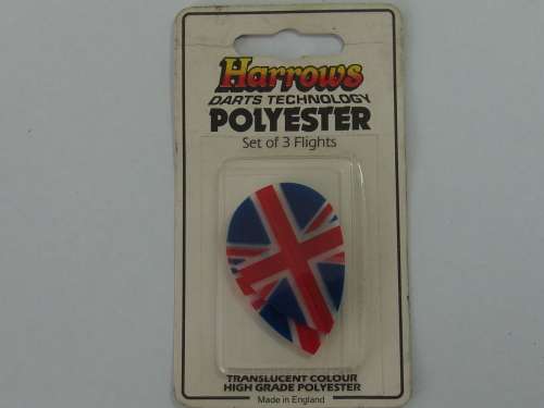 Harrows Polyester Dart Flights, set of 3 (round), Union Jack - original packing, vintage
