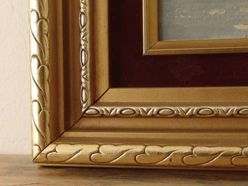 Original Oil on board by JOE, boating scene, 32cm x 42cm - vintage