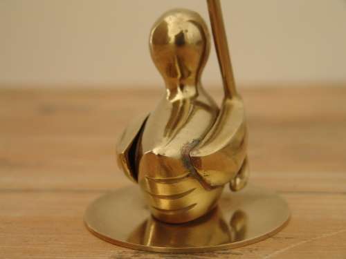 Vintage solid brass Duck figurine with Umbrella - 13cm