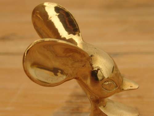 Vintage solid brass Mouse figurine - 10cm high