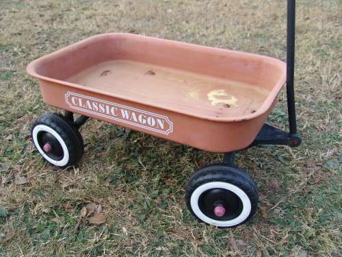 Vintage large Kiddies steel Classic Wagon, pull trolley, 60cm x 39cm x 26cm
