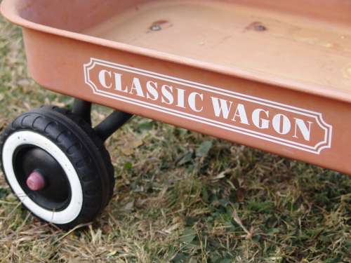 Vintage large Kiddies steel Classic Wagon, pull trolley, 60cm x 39cm x 26cm