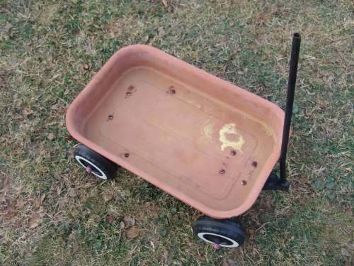 Vintage large Kiddies steel Classic Wagon, pull trolley, 60cm x 39cm x 26cm