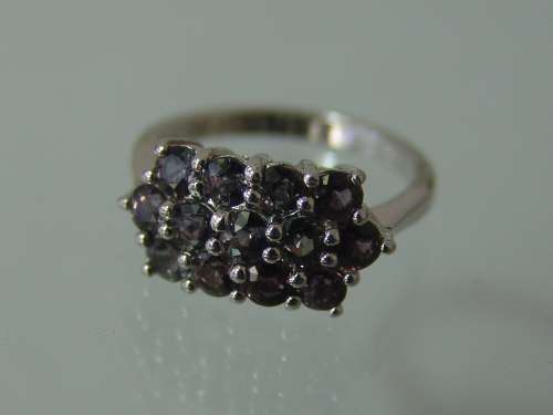 Antique 925 solid Silver art nouveau ring with 13 Garnets - 3grams