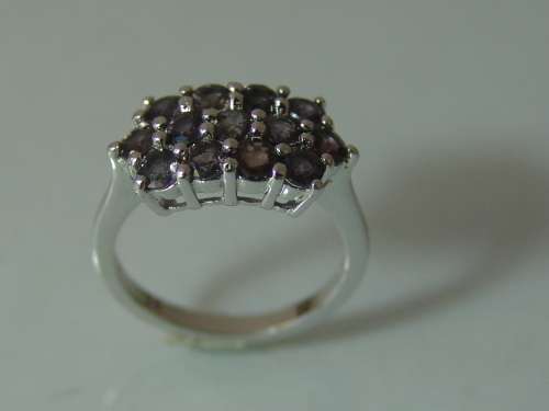 Antique 925 solid Silver art nouveau ring with 13 Garnets - 3grams