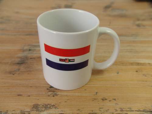 Old South African flag on a coffee mug